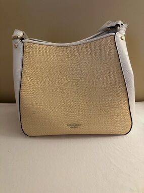kate spade Straw Front Shoulder Bag with White Trim